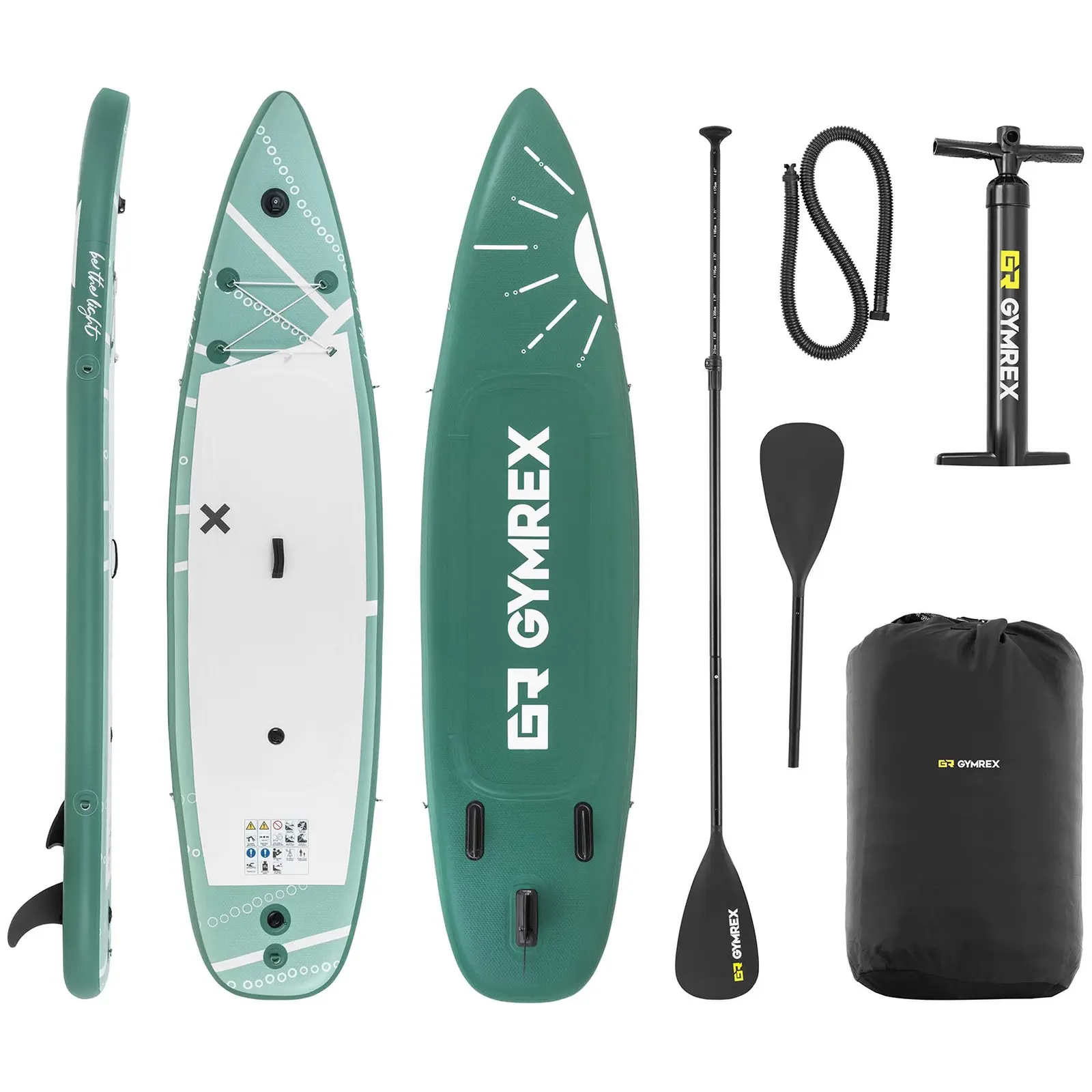 Stand-up paddleboard - opblaasbaar - 125 kg - groen - dubbele kamer - 329 x 78 x 38.5 cm
